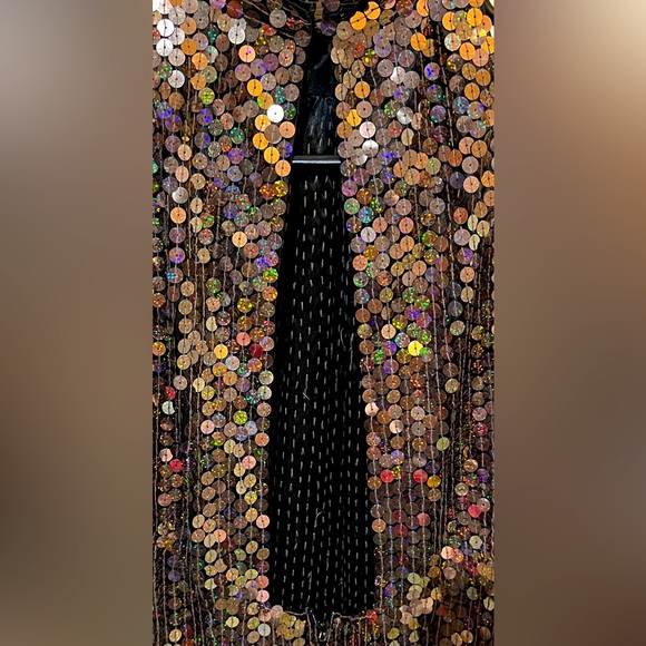 Adrianna Papell Evening Gown. Black lining with dark brown sequins. Size 8. - Picture 8 of 12